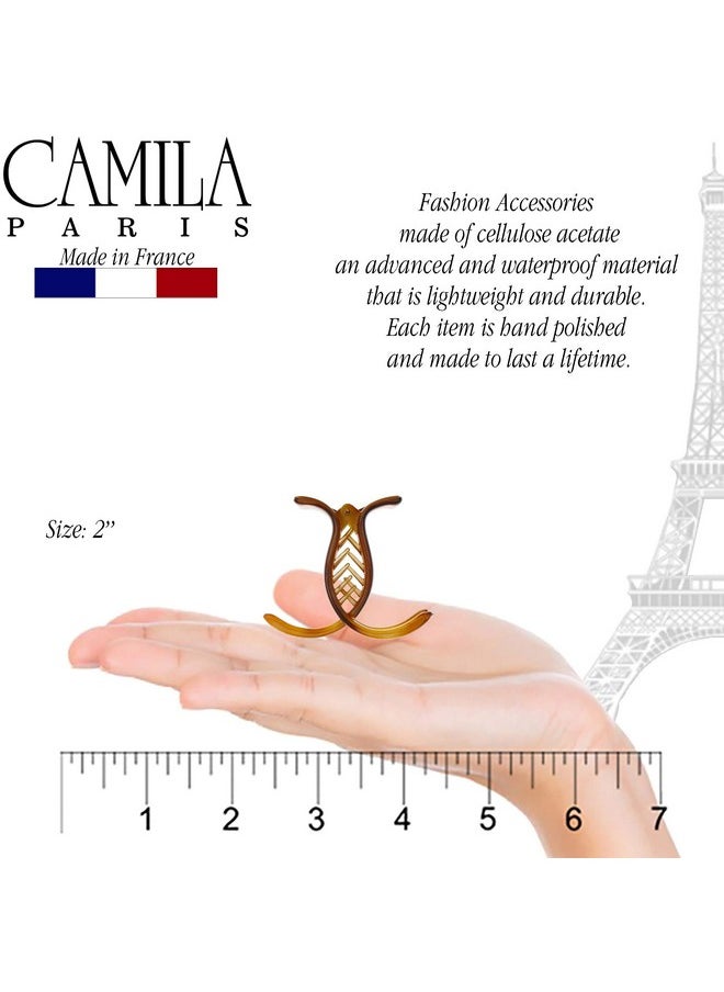Paris Nv05 French Hair Clip For Women, Coffee 3 Teeth Ponytail Holder, Girls Hair Claw Clips Jaw Fashion Durable Styling Hair Accessories For Women, Strong Hold No Slip Grip, Made In France
