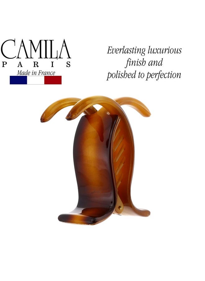 Paris Nv05 French Hair Clip For Women, Coffee 3 Teeth Ponytail Holder, Girls Hair Claw Clips Jaw Fashion Durable Styling Hair Accessories For Women, Strong Hold No Slip Grip, Made In France