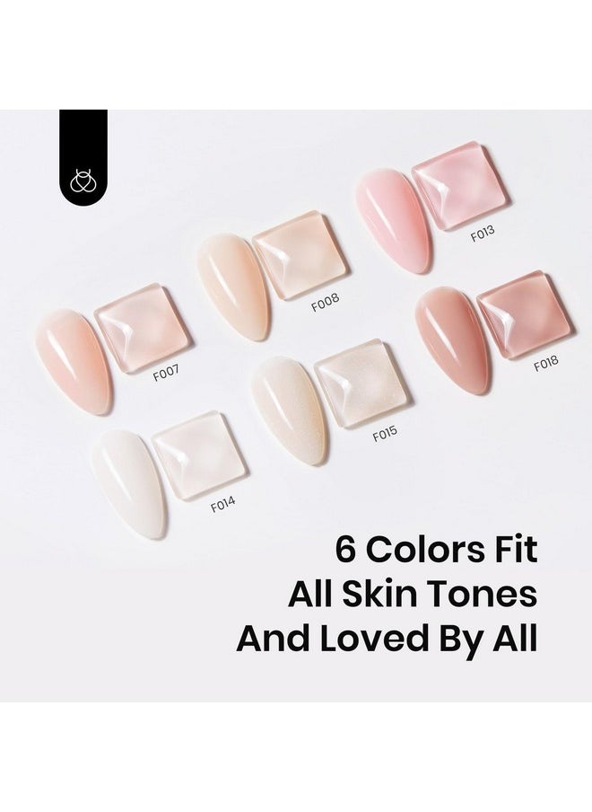 Beetles Color Base Gel For Nails 6 Pcs, Builder Base Nail Gel Aesthetic Nude Colors Pink Nail Gel Polish Base Gel Strengthener Gel All-In-1