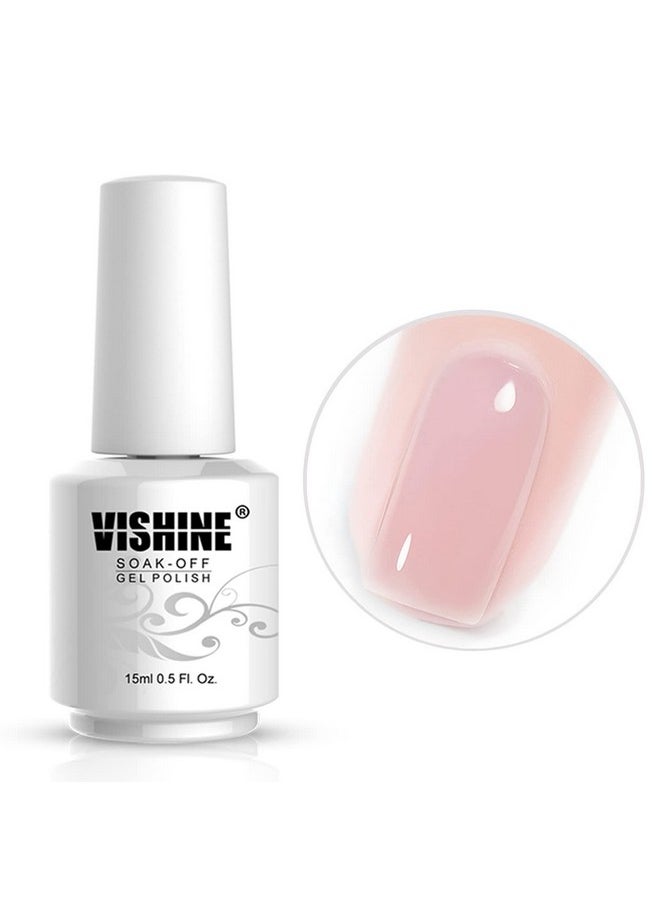 Vishine Jelly Gel Nail Polish in Nude Pink Color, 15ML Translucent Soak Off UV LED Bright and Milky Home DIY Manicure Salon Varnish #01.