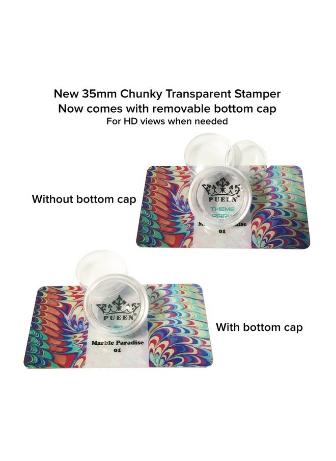 PUEEN 35mm HD Chunky Transparent Soft Stamper and Scraper Set - Nail Art - Stamping Tools - CLEAR - BH000706