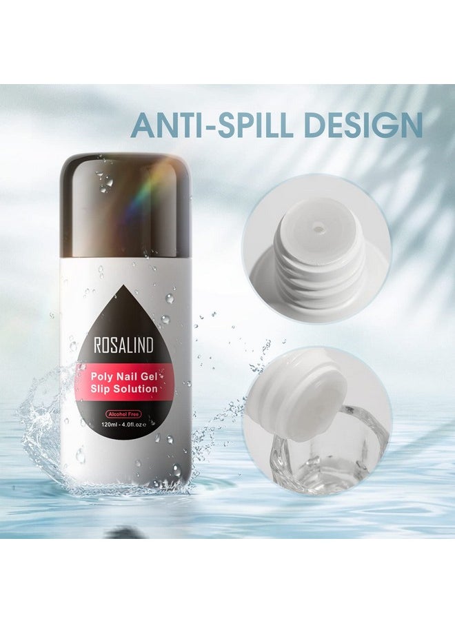 4Oz Slip Solution For Poly Nail Gel 120Ml Gel Extension Liquid Solution For Poly Nail Gel Anti-Stick Slip Solution, Poly Slip Extension Liquid Solution With Brush And Liquid Cup