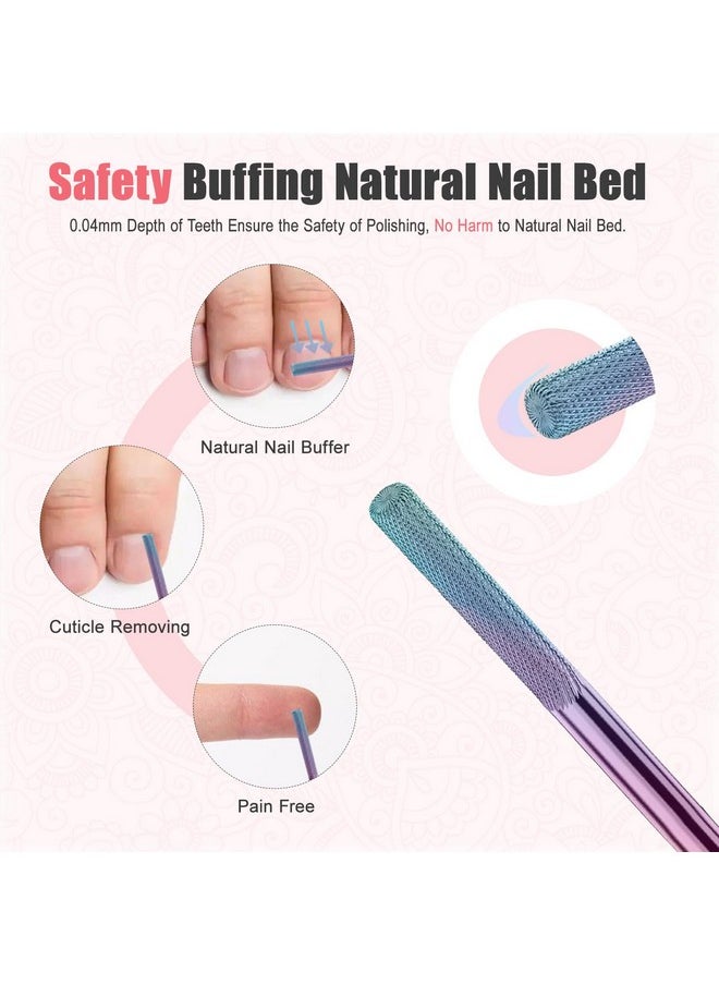 Nature Nail Buffer Nail Drill Bit, 3/32'' Professional Cuticle Remover Bit For Nail Drill, Safety Carbide Drill Bits Nail Tech For Nature Nail Bed File Manicure, Two Way Rotate, Home Salon, 3Xf