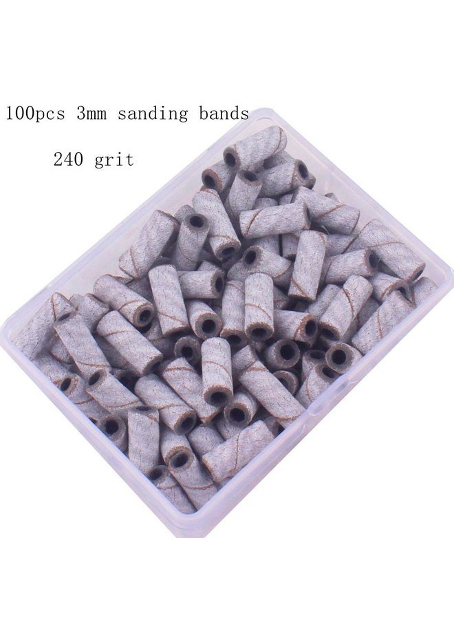 100Pcs 3Mm Small Nail Sanding Bands Fit For Nail Drill Bit, Manicure Nail Salon Use(240 Grit)