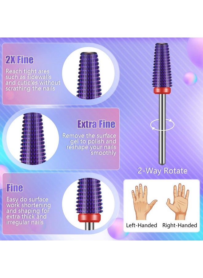 Ded]Depvko 3Pcs Nail Drill Bits Set For Nails 3/32 Inches, 5 In 1 Tapered Barrel And Cone Shape Carbide Nail Drill Bits For Acrylic Or Gel Remover