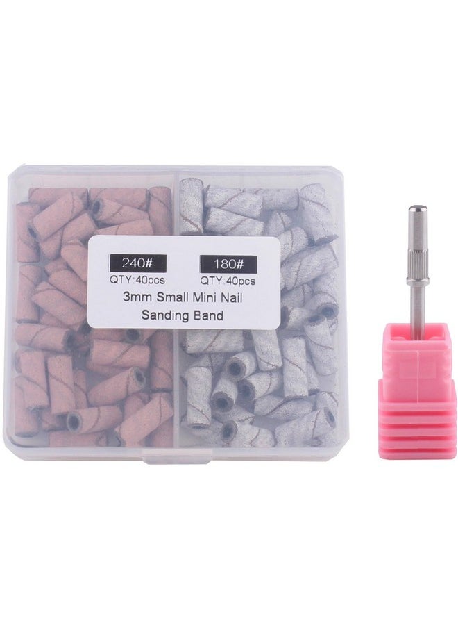 Small Sanding Bands 240 180 Grit For Nail Drill, 80Pcs Nail Sanding Bands With 3Mm Mandrel Bit For Acrylic Nails Cuticle Nail Prep(240#180#)