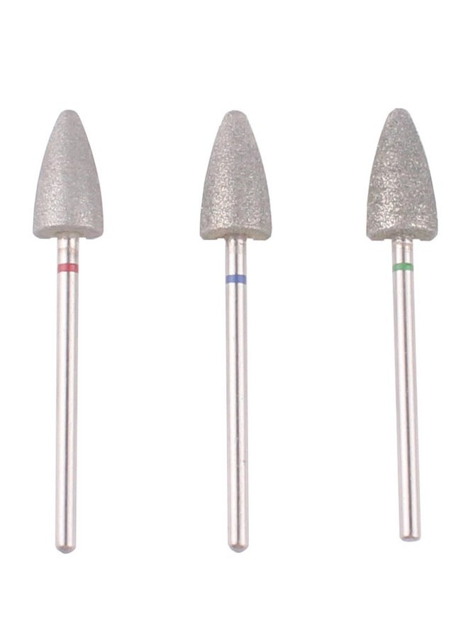 3Pcs Pedicure Cone Drill Bits For Foot Callus Smoothing, 3/32 Shank Pro Diamond Cuticle Bit(Fine+Medium+Coarse)