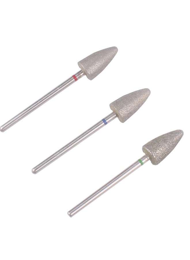 3Pcs Pedicure Cone Drill Bits For Foot Callus Smoothing, 3/32 Shank Pro Diamond Cuticle Bit(Fine+Medium+Coarse)