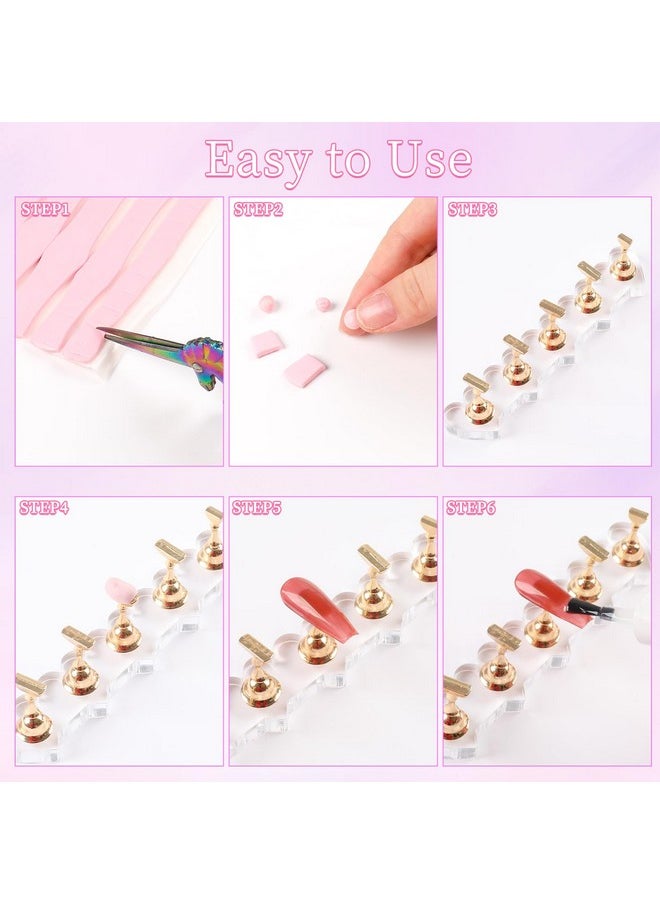2 Set Nail Stands For Press On, Heart-Shaped Nail Holder For Painting Nails With Reusable Adhesive Putty Clay Strong Magnetic Nail Display Art Stand For Painting Nails