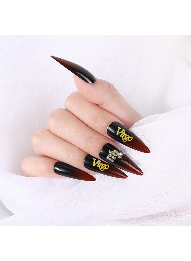20Pcs Gold Alloy Virgo Zodiac Nail Charms 10Pcs Virgo Sign Symbols Nail Charms 10Pcs Virgo Constellation Words Nail Charms For Nails（Virgo Dates: August 23 To September 22）