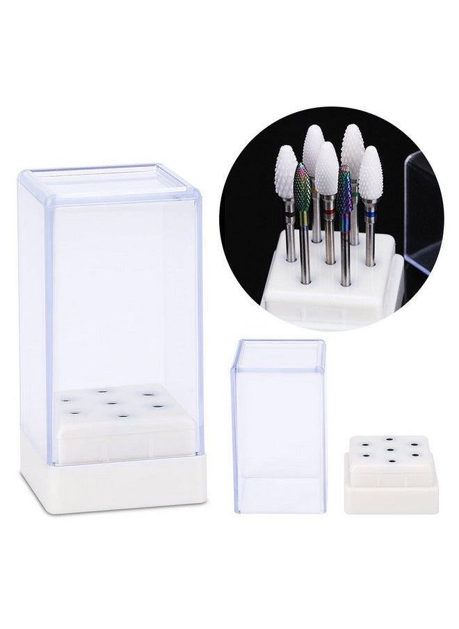 7 Holes Nail Drill Heads Bits Holder Organizer Box Container For Nail Grinding Heads Display