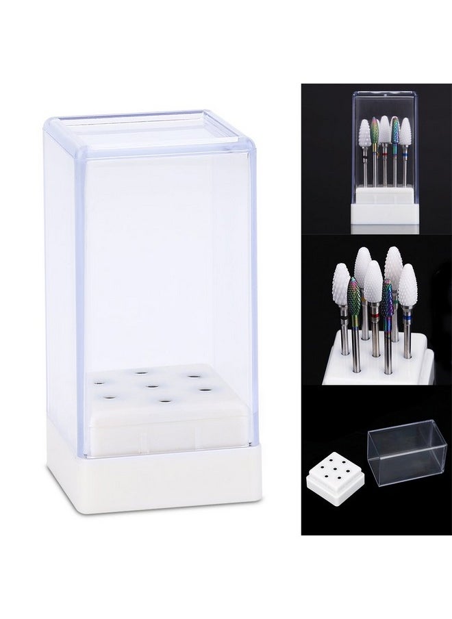 7 Holes Nail Drill Heads Bits Holder Organizer Box Container For Nail Grinding Heads Display