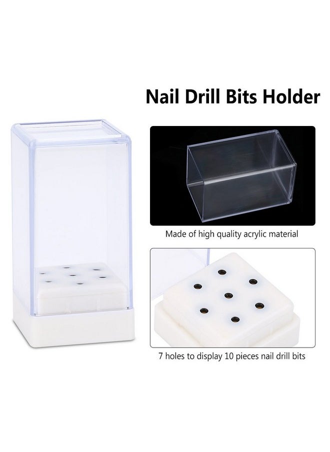 7 Holes Nail Drill Heads Bits Holder Organizer Box Container For Nail Grinding Heads Display