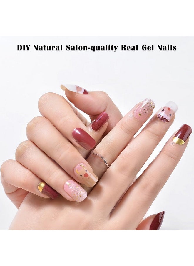 Semi Cured Gel Nail Stickers Christmas Long Lasting Nail Wraps Salon Quality Semicured Gel Nail Strips Uv Lamp Required Gel Nail Stickers For Women Christmas Manicures (Santa Claus K274)