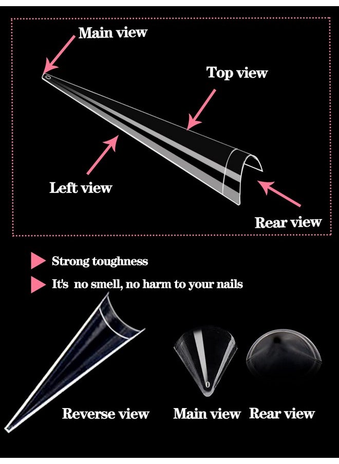 Stiletto Nail Tips For Acrylic Nail, 500Pcs Xxl Stiletto Nail Tips Half Cover False Nails Tips For Nail Salon And Home Diy 10 Sizes