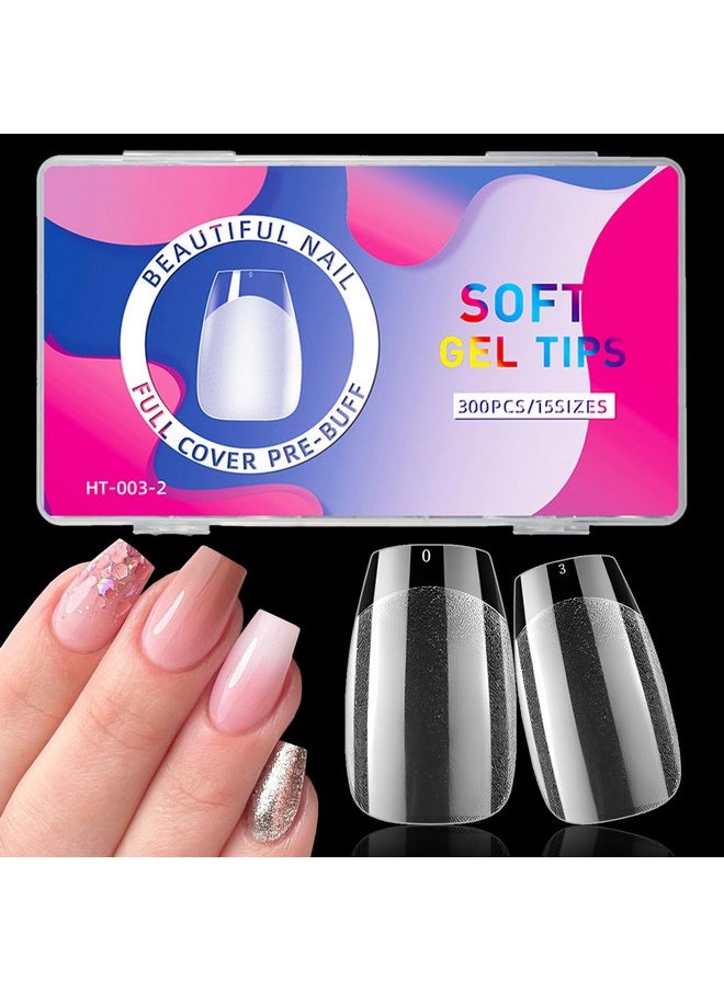 300Pc Coffin Gel X Nail Tips Short Fake Nails Clear Coffin Nail Tips Full Cover Clear Short Coffin Artificial False Nails Soft Gel Nail Tip For Acrylic Nail Extension Press Nail Making