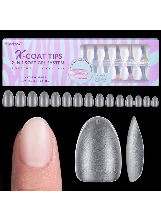 Ort Almond Nail Tips - Btartbox Xcoattips Gel Nail Tips Natural With Tip Primer Cover, Pre-Shaped Full Matte Oval Gel Press On Nails Clear Soft Fake Nails For Acrylic Nail Extensions