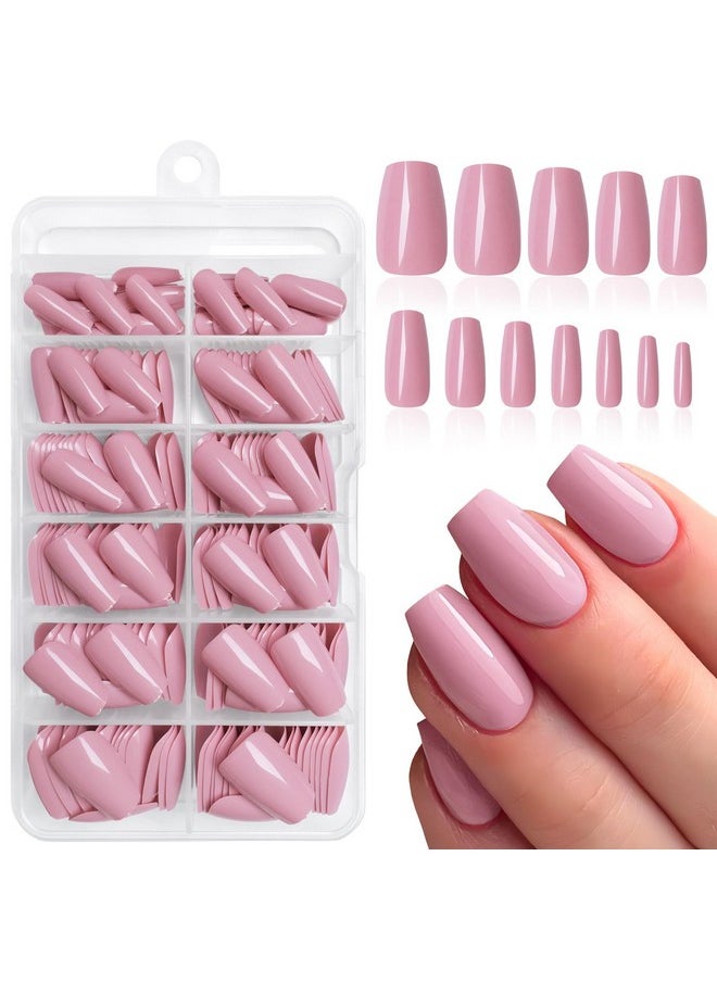 240Pc Coffin Press On Nails Medium Fake Nails Pink Glue On Nails Short Ballerina Coffin Nails Press Ons Acrylic Nails False Nails Full Cover Artificial Fingernails With Adhesive Tabs
