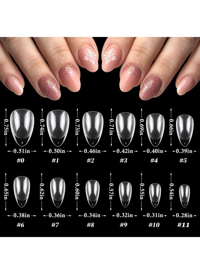 600Pc Almond Fake Nails Soft Gel X Nail Tips Clear Press On Nails Short Acrylic Nails Extension Tips, Xs Stiletto Soft Gel Nail Tips Full Cover False Nails Artificial Fingernail Gel Tips