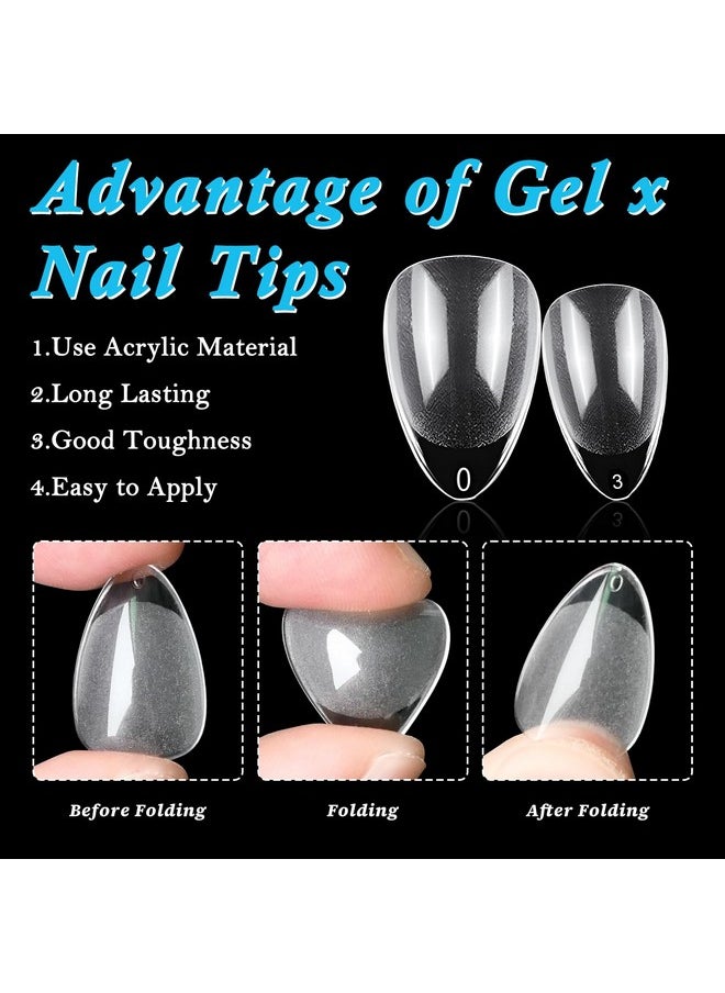 600Pc Almond Fake Nails Soft Gel X Nail Tips Clear Press On Nails Short Acrylic Nails Extension Tips, Xs Stiletto Soft Gel Nail Tips Full Cover False Nails Artificial Fingernail Gel Tips