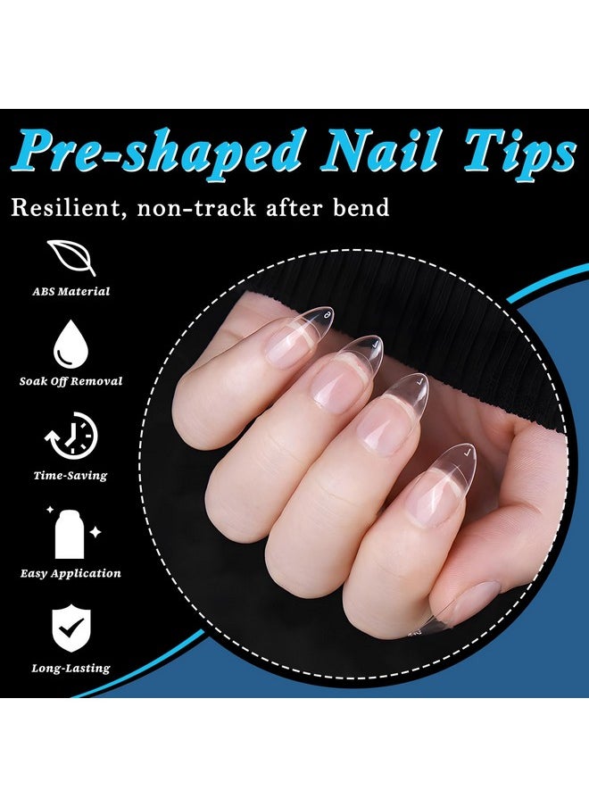 600Pc Almond Fake Nails Soft Gel X Nail Tips Clear Press On Nails Short Acrylic Nails Extension Tips, Xs Stiletto Soft Gel Nail Tips Full Cover False Nails Artificial Fingernail Gel Tips