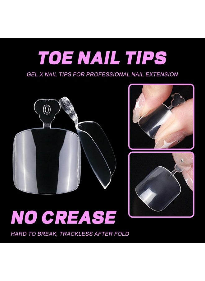 600Pcs Toe Nail Tips Soft Gel X Nail Tips Toenails Clear Fake Nails Square Acrylic False Toes Nails For Toe Nails Extension, Press On Toenails Making