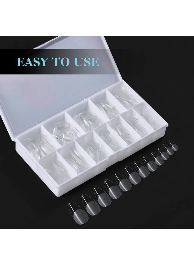 552Pcs Soft Gel Nail Tips Kit - 12 Sizes Clear Cover Full Nail Extensions - Medium Almond Pre-Shaped Acrylic False Gelly Nail Tips For Diy Salon Gift Nail Extensions