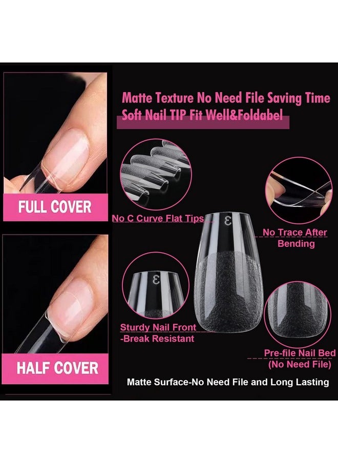 Short Coffin Fake Nails 504Pcs Short Coffin Press On Nails Pre-Shape Short Coffin Gel Nail Tips For Full Cover Acrylic False Nails Nail Extension Home Diy Nail Salon 12 Sizes Gelly Tips