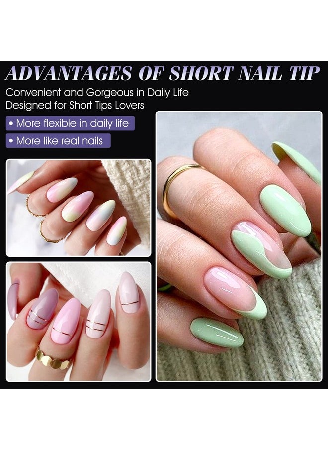 Short Almond Nail Tips: Soft Gel X False Nail Tips Full Cover For Nail Extensions - Acrylic Nails Professional Clear Gelly Tips Preshaped Pmma, 12 Sizes, 240Pcs