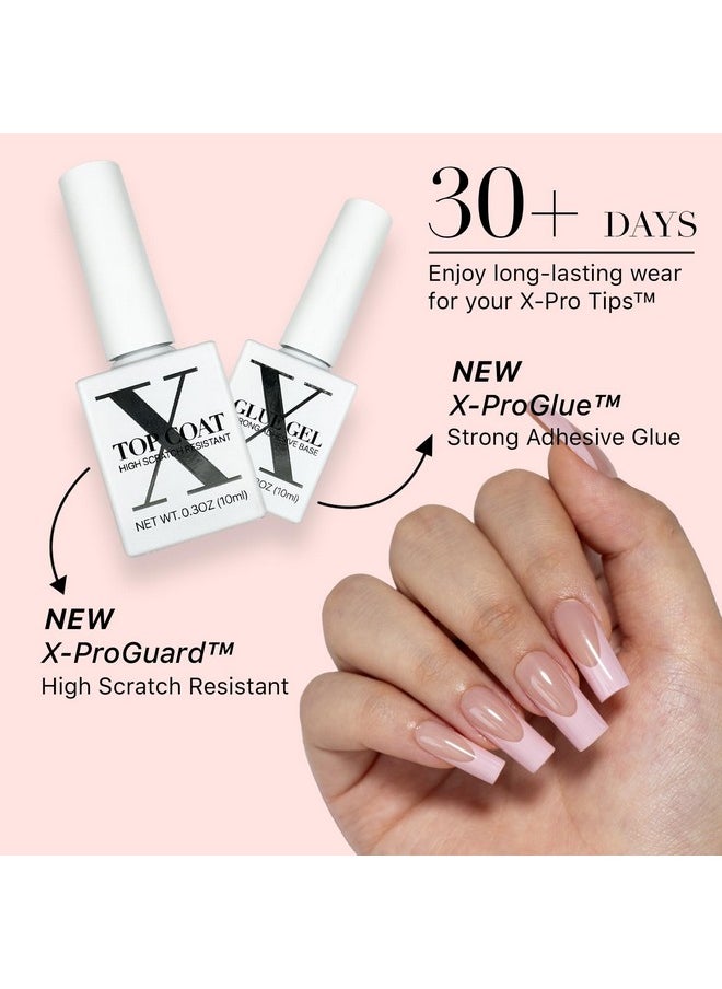 Cosmetics French Tip Press On Nails - Skin Tone Nude And Color Series, Medium Square X-Pro Tips Starter Kit St117Kit