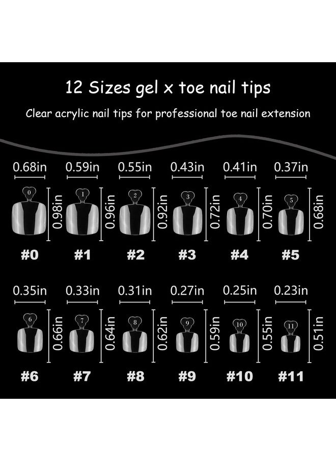 240Pcs Toe Nail Tips Clear Soft Gel X Toenail Tips Full Cover Square Acrylic Artificial False Fake Toe Nails Tips For Salon And Home Foot Pedicure Manicure