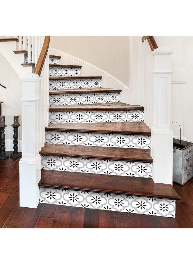 10Pcs Scandinavian Style Self-Adhesive Pvc Stair Stickers, Peel And Stick Staircase Decal, Stair Riser Stickers, 39.37