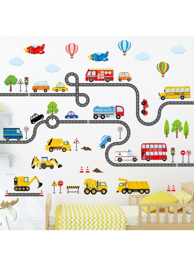 Sg3-2308 Transports And Road Wall Stickers Decals Kids Peel And Stick Removable For Nursery Bedroom Living Room Décor Construction Car Truck Tractor Boys Playroom…