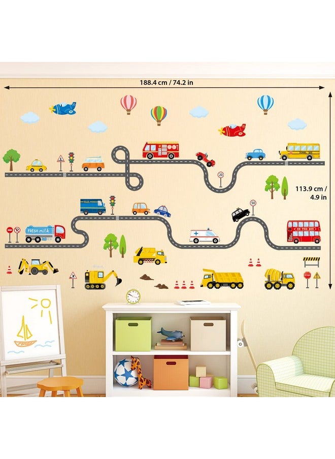 Sg3-2308 Transports And Road Wall Stickers Decals Kids Peel And Stick Removable For Nursery Bedroom Living Room Décor Construction Car Truck Tractor Boys Playroom…