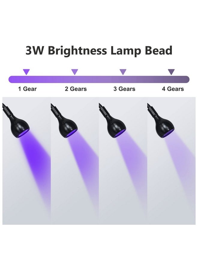 Uv Light Gooseneck Uv Lamp For Nails 365+395Nm 3W Black Light Led Uv Nail Lamp With Clamp For Gel Nails Ultraviolet Curing Uv Nail Lamp 5V Usb Input Uv Light With 4 Levels Dimming