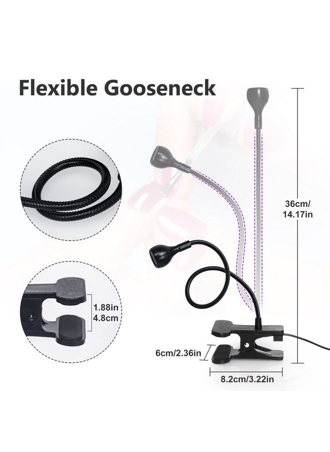 Uv Light Gooseneck Uv Lamp For Nails 365+395Nm 3W Black Light Led Uv Nail Lamp With Clamp For Gel Nails Ultraviolet Curing Uv Nail Lamp 5V Usb Input Uv Light With 4 Levels Dimming