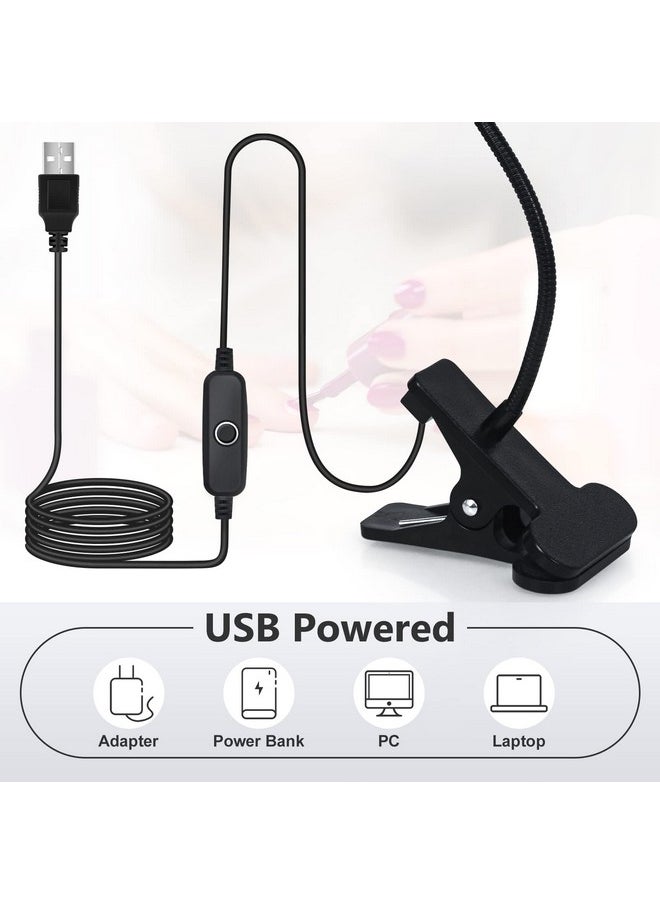 Uv Light Gooseneck Uv Lamp For Nails 365+395Nm 3W Black Light Led Uv Nail Lamp With Clamp For Gel Nails Ultraviolet Curing Uv Nail Lamp 5V Usb Input Uv Light With 4 Levels Dimming