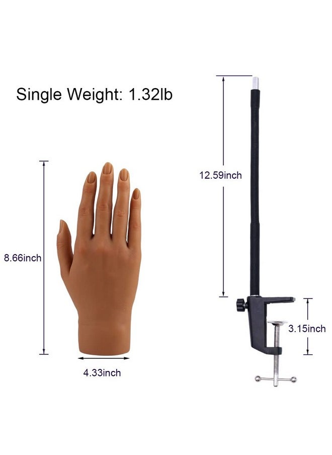 Nail Pratice Training Hand For Acrylic Nails With Stand Bracket,Soft Silicone Maniquin Hand, Flexible Bendable Nail Practice Fake Hand For Nails Art Practice Tool
