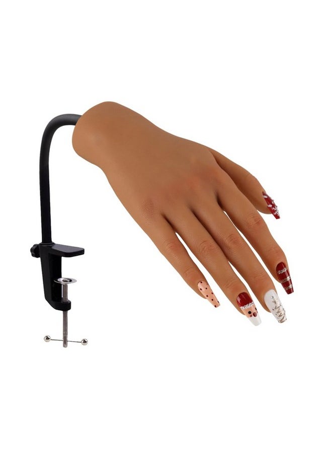 Nail Pratice Training Hand For Acrylic Nails With Stand Bracket,Soft Silicone Maniquin Hand, Flexible Bendable Nail Practice Fake Hand For Nails Art Practice Tool
