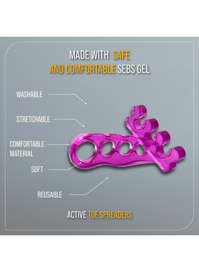 Toe Spacers | One Size Fits All | Toe Corrector | Reusable Silicone Toe Spreaders | Yoga Toe Separators | Bunion And Hammer Toe Straightener