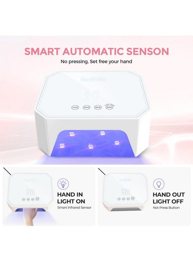 Uv Light For Gel Nails, 54W Uv Led Nail Lamp With Large Touch Display, Professional Fast Curing Nail Dryer 4 Timer Settings Uv Nail Light Compatible With All Gel Types For Home Salon White