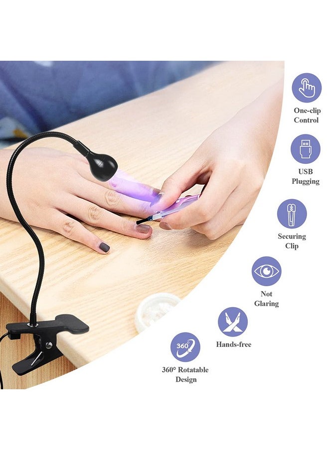 3W Uv Nail Lamp, Hands Free Gel Led Dryer Polish Curing Lamps Rotated With Fixed Clip For Nails