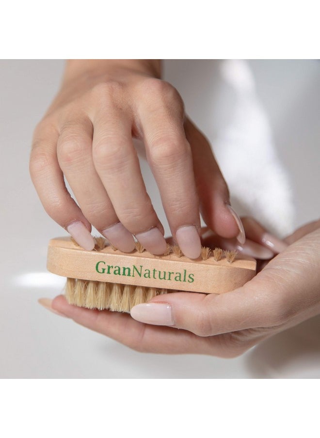 Toe & Finger Nail Brush - Hand & Foot Brush For Cleaning Fingernail And Toenail Cuticle - Natural Wooden And Bristle Scrubber Tool For Gardeners, Mechanics, Salon - Manicure + Pedicure