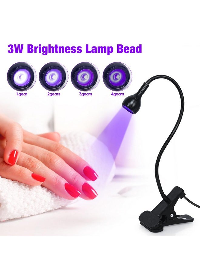 Nail Lamp Led Nail Manicure Dryer Curing Light With Black Gooseneck And Clamp For Gel Nails