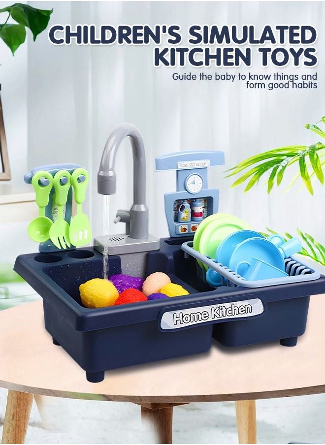 Kitchen Play Sink Toys, Fun & Educative Kids Toy Sink,Sink Toys with Cooking Stove Accessories, Dish Rack, Pot and Pan, Pretend Role