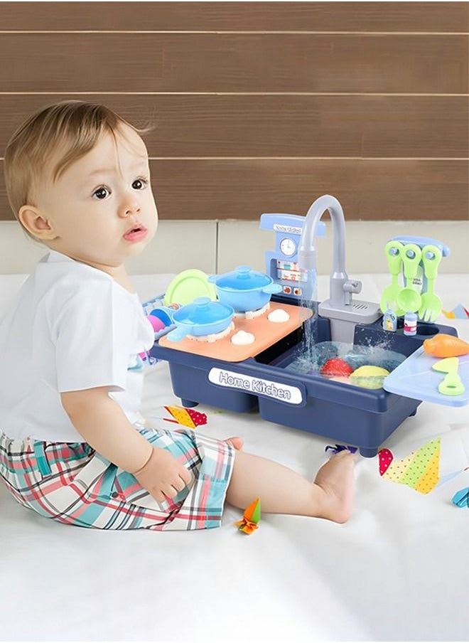 Kitchen Play Sink Toys, Fun & Educative Kids Toy Sink,Sink Toys with Cooking Stove Accessories, Dish Rack, Pot and Pan, Pretend Role