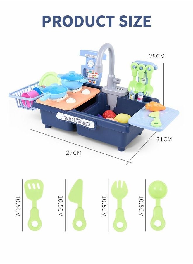 Kitchen Play Sink Toys, Fun & Educative Kids Toy Sink,Sink Toys with Cooking Stove Accessories, Dish Rack, Pot and Pan, Pretend Role