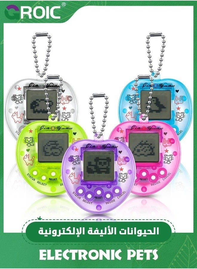 5 Pieces Virtual Pets Keychain Digital Nostalgic Electronic Keychain,Pet Key Chain 90s Handheld Games Game Keyring, Keychain,Handheld Machine