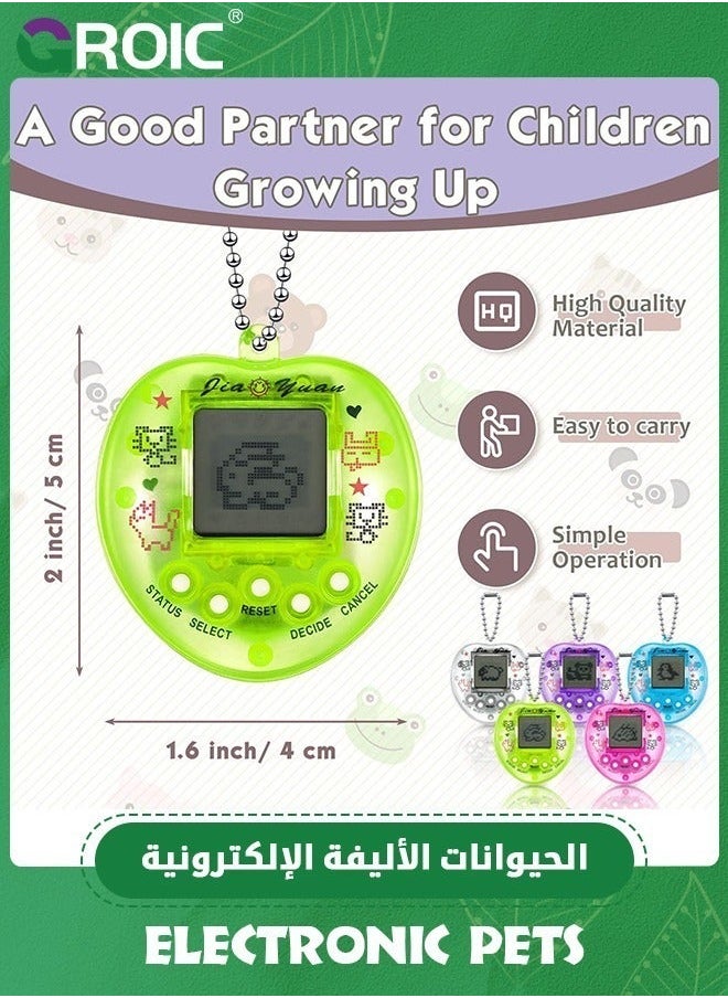 5 Pieces Virtual Pets Keychain Digital Nostalgic Electronic Keychain,Pet Key Chain 90s Handheld Games Game Keyring, Keychain,Handheld Machine