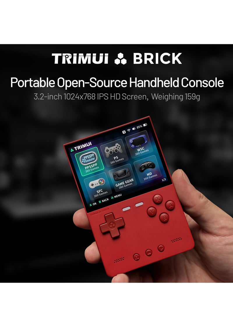 Trimui Brick Handheld Game Linux Console T3040 Portable Open-Source Allwinner A133P PowerVR GE8300 3.2 inches IPS Full-fit Screen Built-in Mono Microphone 3000mAh